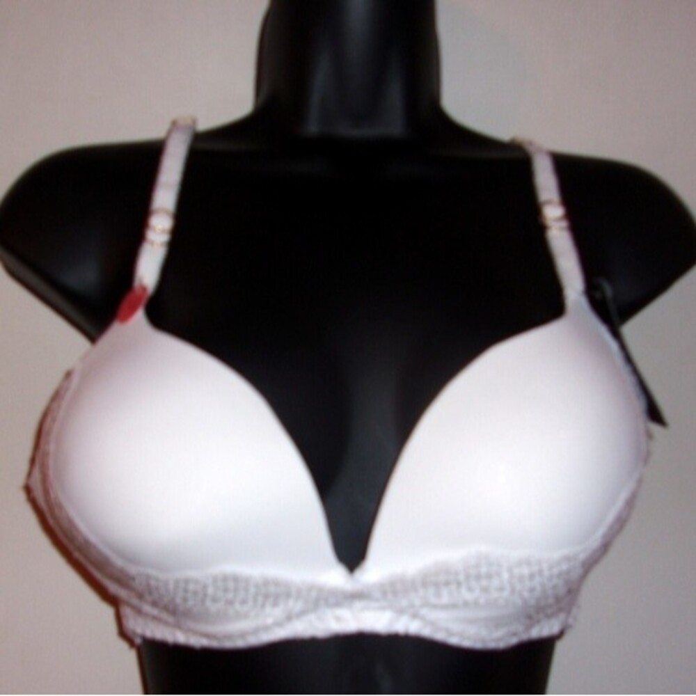 Youmita White Demi Lace Soft Cup 38B Bra NWT